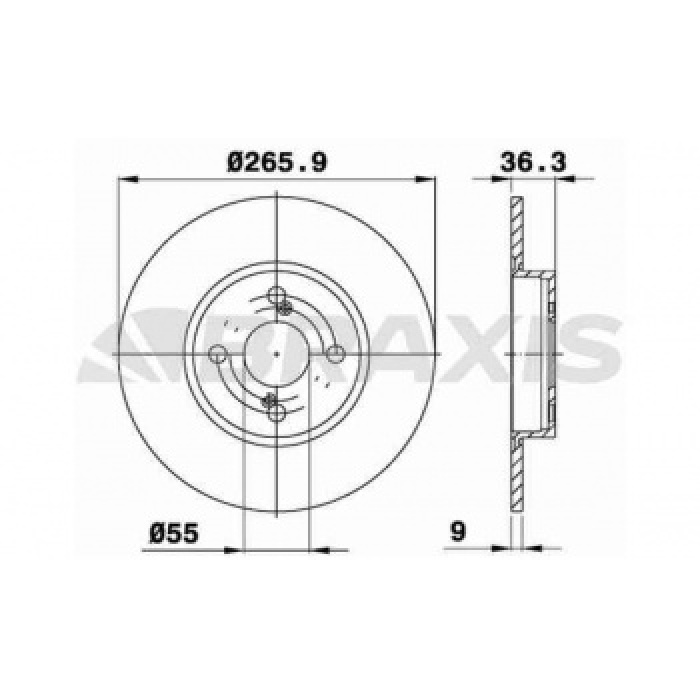 ARKA FREN DISK AYNASI TOYOTA COROLLA 1.3 1.4 1.6 1.8 97-00 265.9X4 - BRAXIS AE0475