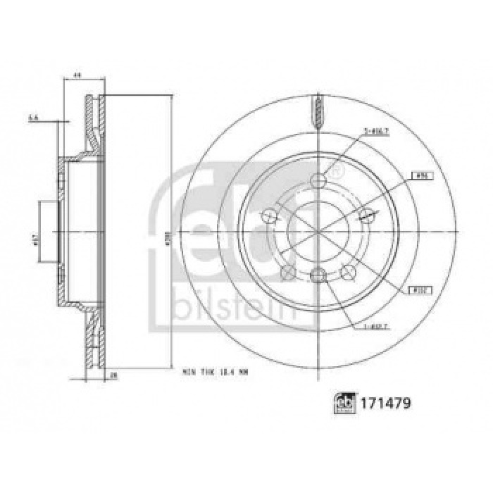 FREN DISKI ARKA BMW F39 F40 F48 F44 F45 F46 MINI F54 F60 - FEBI 171479