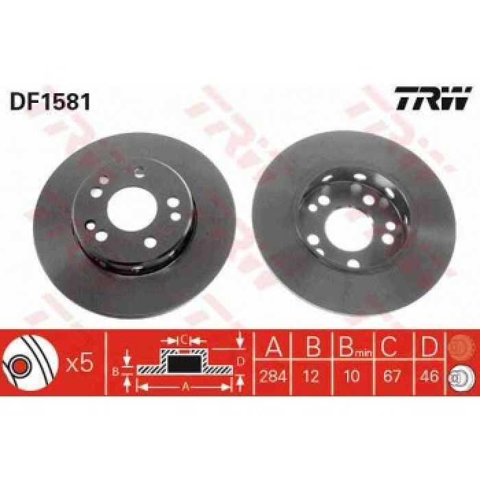 ON FREN AYNASI MERCEDES W124-200E-230E-200D- 250D-300D 89-92 - E200D-E250D 93-95 - TRW DF1581