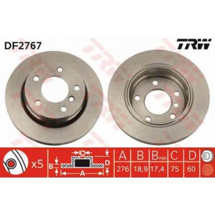 FREN DISKI ARKA HAVALI BMW E36 E46 - TRW DF2767