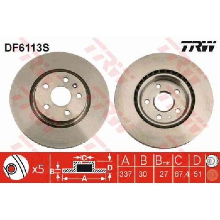 ON FREN DISKI HAVALI INSIGNIA A 09-17 17 - TRW DF6113S