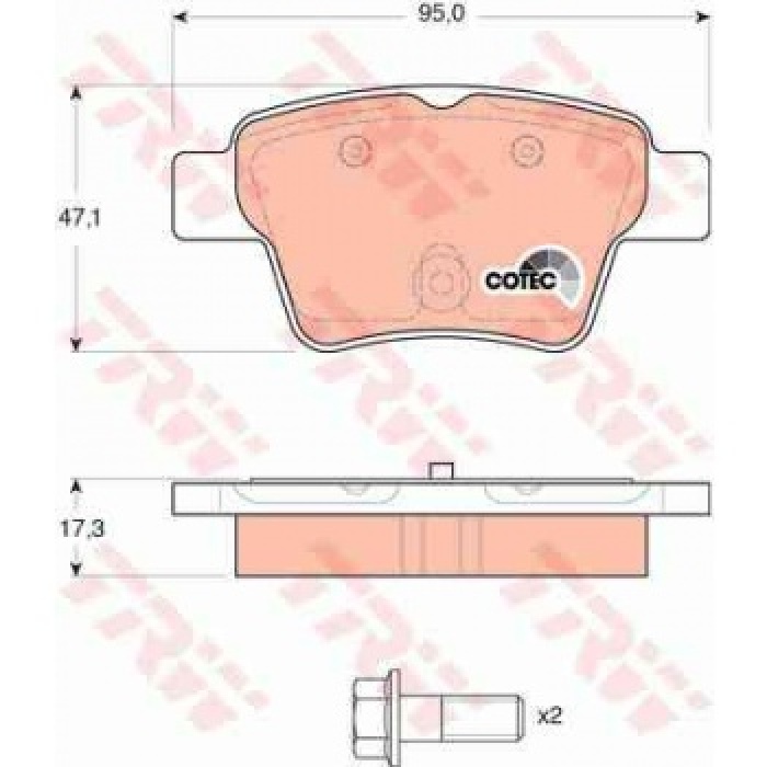 ARKA FREN BALATASI P307 C4 C4 COUPE P207 1.4 16V.1.6 16V.1.6 HDI 110 FAP.1.6 HDI 90 2.0 16V.2.0 HDI 135 FAP - TRW GDB1620