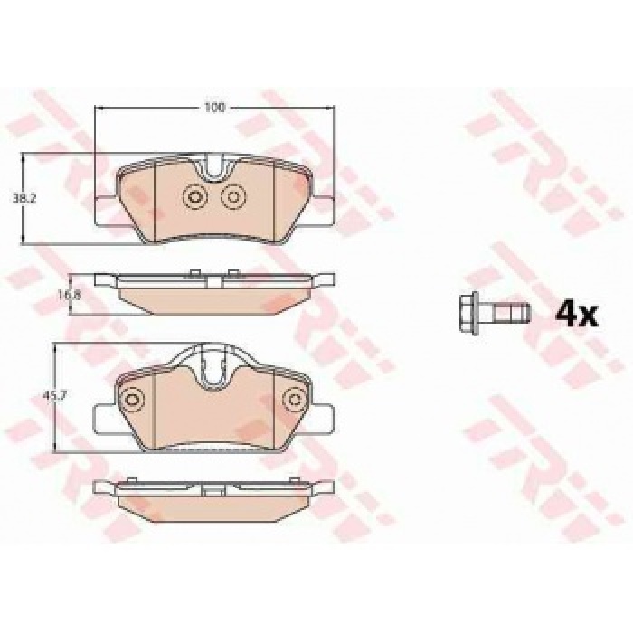 ARKA FREN BALATASI MINI F55 COOPER SD 13-- F56 COOPER D 13-- F57 CONVERTIBLE 14-- - TRW GDB2088