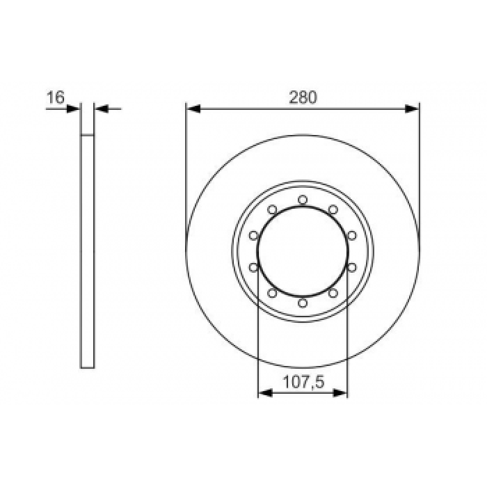 FREN DISKI ARKA TRANSIT V347 06-14 ARKADAN CEKER+ABSLI DUZ 280mm - BOSCH 0986479R92