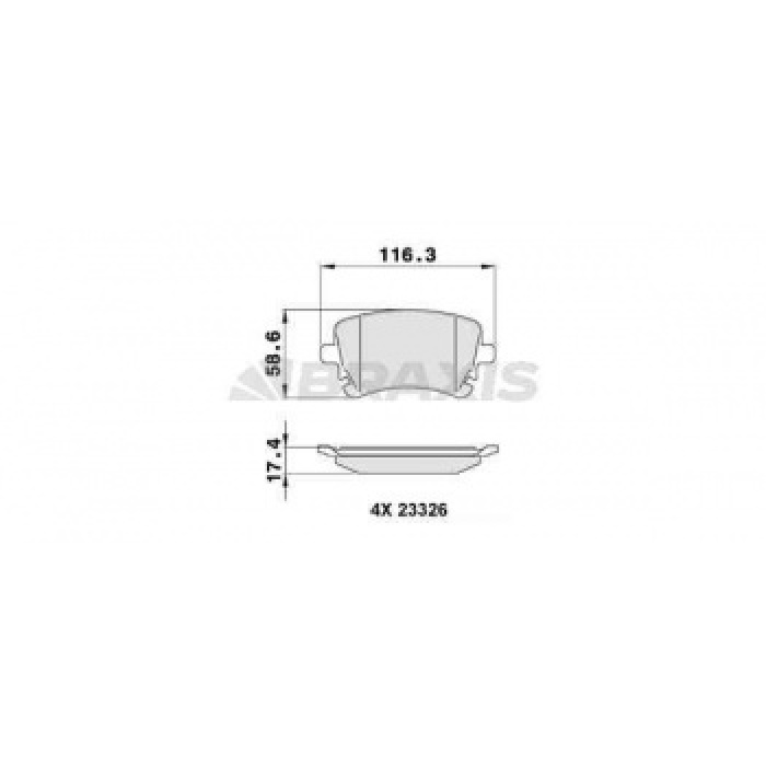 ARKA FREN BALATASI FISSIZ A4 - A6 - A8 - RS6 TRANSPORTER T5 - T6 1.9 - 2.0 - 2.5 03-16 - BRAXIS AA0145