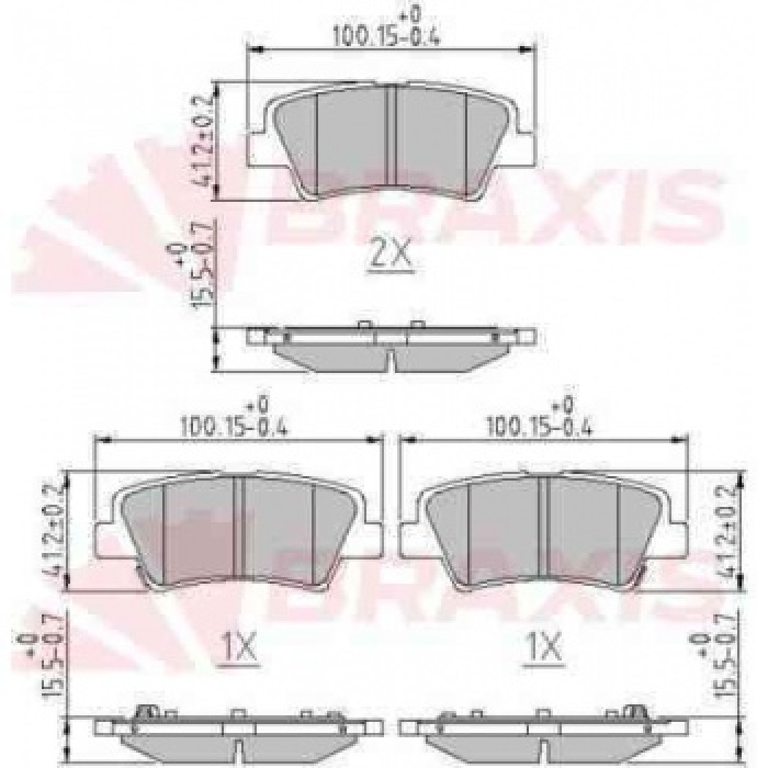 ARKA FREN BALATASI HYUNDAI ACCENT BLUE 11-- ELANTRA 11-- I40 11-- I30 11-- OPTIMA 11-15 RIO 11-- CEED 11-- SOUL 14--  SPORTAGE 16-- SSANGYONG TIVOLI KORANDO XLV 15-- SONATA 07-10 TUCSON 08-10 I20 15-- TUCSON 2015-- - BRAXIS AA0602