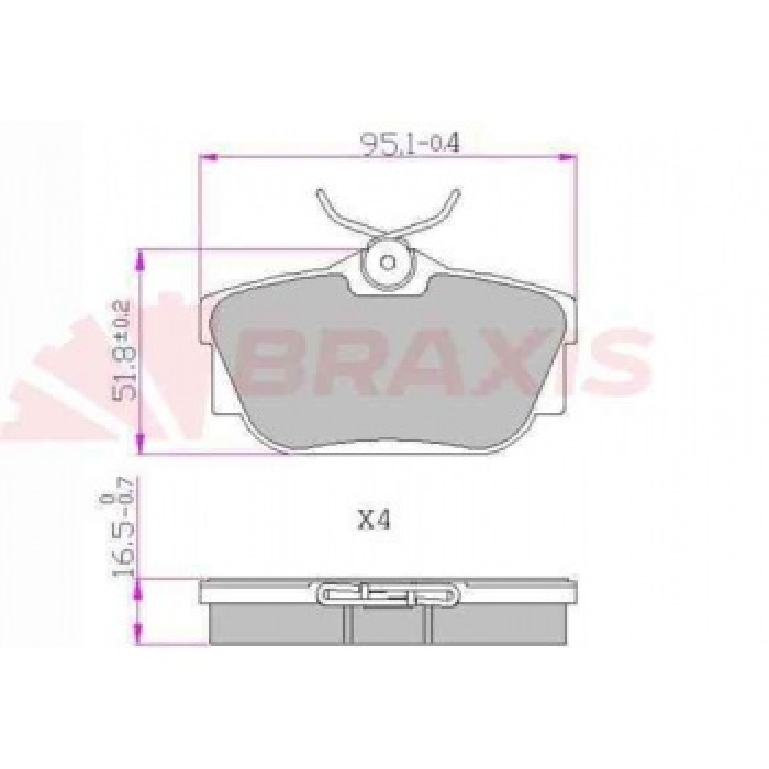 FREN BALATASI ARKA TRANSPORTER T4 96-04 - BRAXIS AA0608