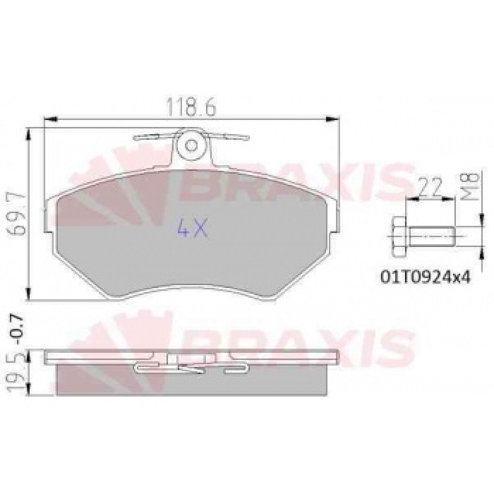 ON FREN BALATASI PASSAT 1.6 1.8 1.9 TDI 97-00 A4 95-99 - BRAXIS AA0648