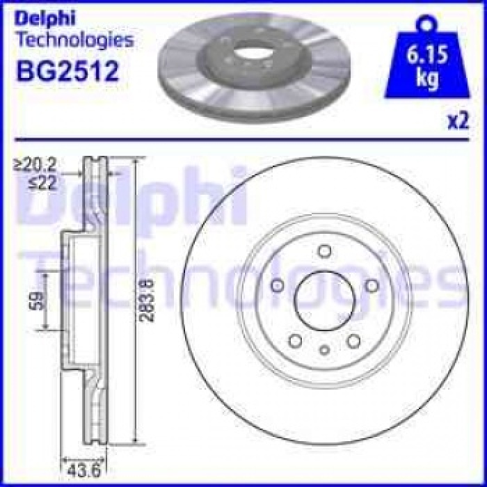 ON FREN AYNASI DISKI DOBLO III 1.3-1.6-2.0 10--ALFA ROMEO 147-156 5 BIJON-284MM CIFTLI PAKET - DELPHI BG2512