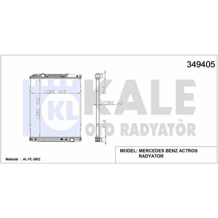 SU RADYATORU MERCEDES ACTROS CERCEVESIZ - AT - KALE 349405