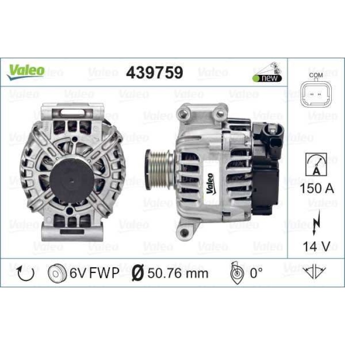 ALTERNATOR 14V 150A DS3-C3 III-P208-P308-P207-P3008-P2008-PARTNER TEPE-207-P308-P508-P208-P5008-C3 P - VALEO 439759