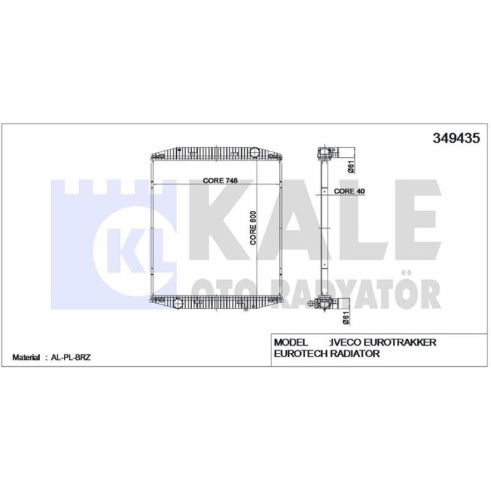 RADYATOR MOTOR IVECO EUROTRAKKER - EUROTECH CERCEVESIZ MT - KALE 349435