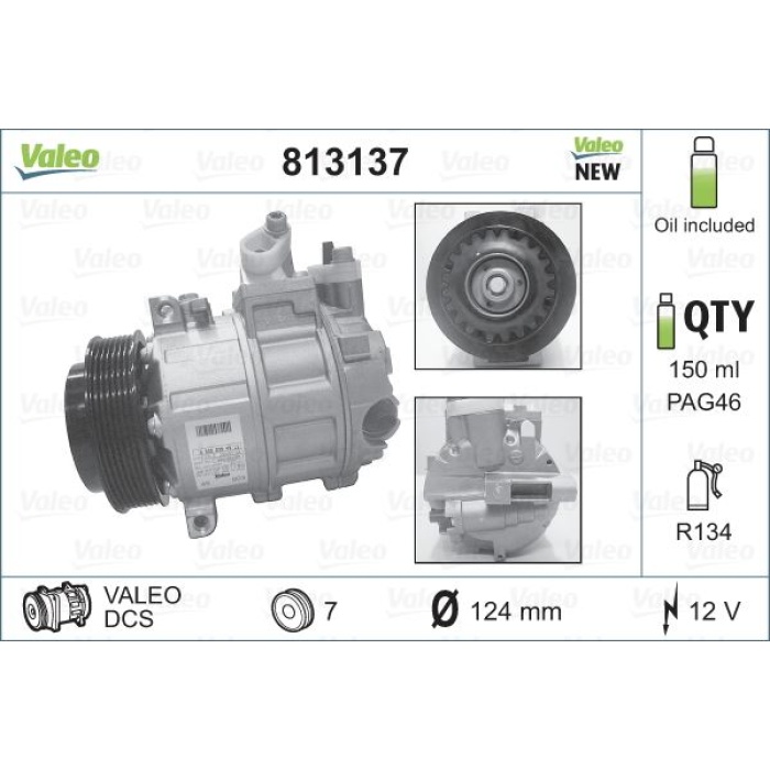 KLIMA KOMPRESORU W203 02-07 W204 07-14 CL203 02-08 C209 02-09 A209 03-10 - VALEO 813137