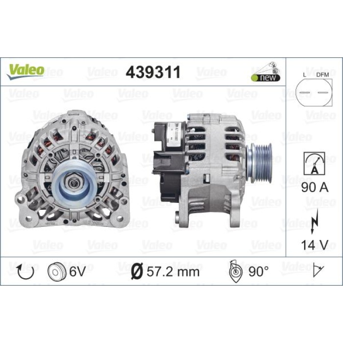 ALTERNATOR 14V 90A A3-A4-CORDOBA-IBIZA-BORA-CADDY II-II-GOLF IV1.4-1.6-1.8-2.0 - VALEO 439311