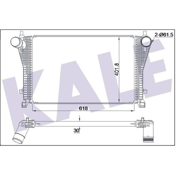 TURBO RADYATORU INTERCOOLER GOLF VII 13- PASSAT 15- TIGUAN 16- TOURAN 15- AUDI A3 12- TT 14- LEON 13- KODIAQ 16- - KALE 352405