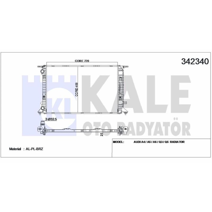 MOTOR SU RADYATORU A4 - A5 - A6 - Q3 - Q5  1.8 TFSI - 2.0 TDI - 2.0 TFSI - 2.0 TDI OUATTRO 07- - KALE 342340