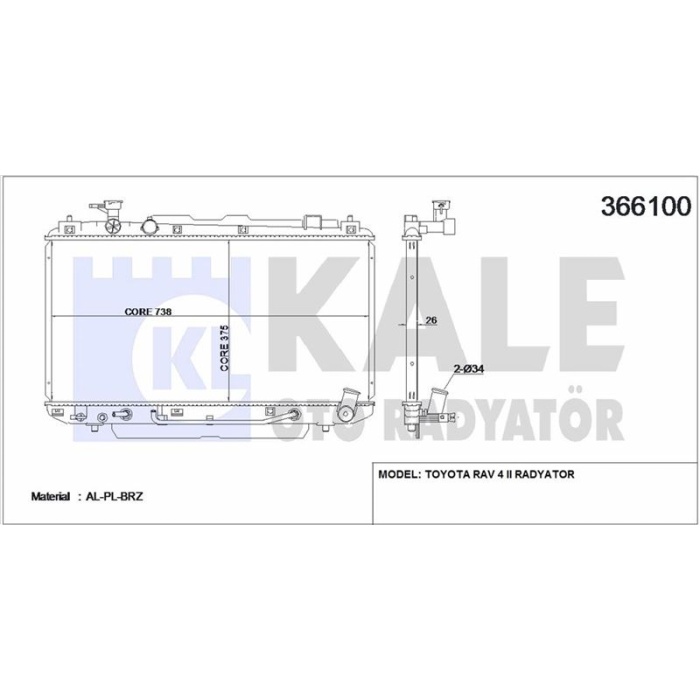 MOTOR RADYATORU RAV 4 II  375x738x26  - KALE 366100