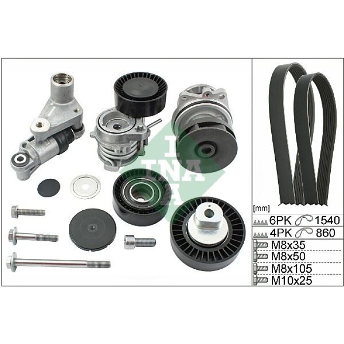 KANALLI KAYIS SET DEVIRDAIM + 2 KAYIS+GERGI+TAMIR TAKIM SETI BMW M52 M54 E46 E39 E53 - INA 529005330