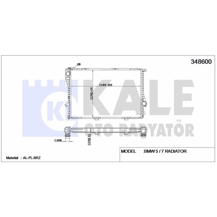 RADYATOR BMW 5 E39 7 E38   650x438x32 - KALE 348600