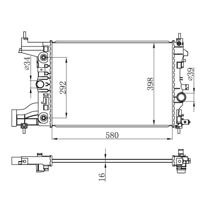 MOTOR SU RADYATORU A.T ASTRA J 10-19 A16XER - B16XER CRUZE J300 CRUZE J305 F16D 580×398×16 - ORIS BOP544026