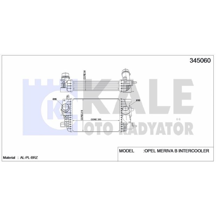 TURBO RADYATORU MERIVA B A13DTE - A13DTC - KALE 345060