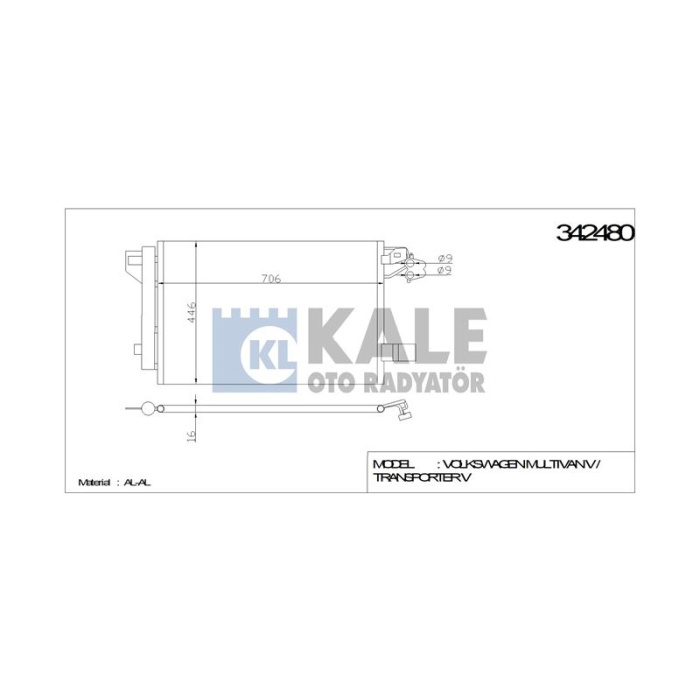 CONDENSER MULTIVAN V - TRANSPORTER V BOX - BUS  2.0 TDI 09+ - KALE 342480