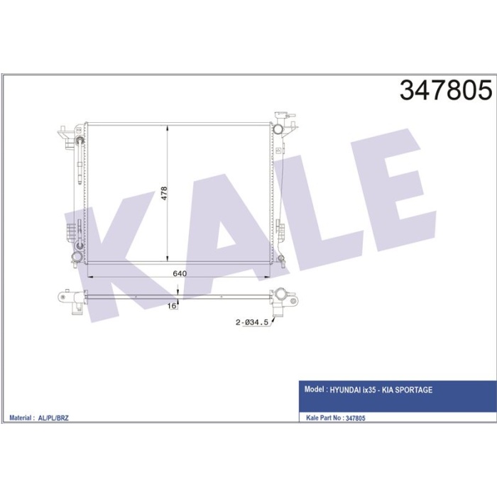 MOTOR SU RADYATORU IX35 KIA SPORTAGE 1.6 2.0 2010- BENZINLI OTOMATIK VITES - KALE 347805