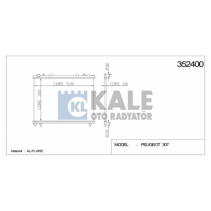 MOTOR RADYATORU P307-C4 MANUEL EW10A2.0 16V OLCU378-538-26 01-06 - KALE 352400