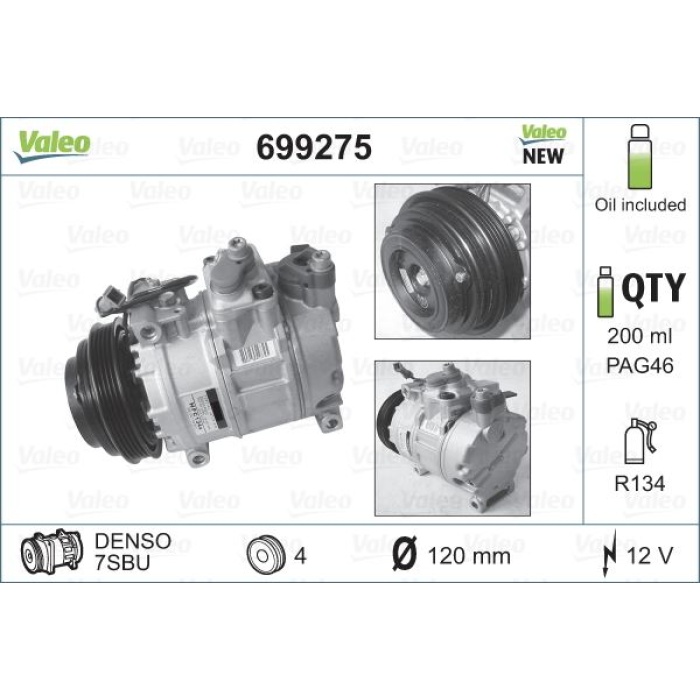 KLIMA KOMPRESORU PASSAT 97-05 A8 94-03 A4 98-01 - VALEO 699275