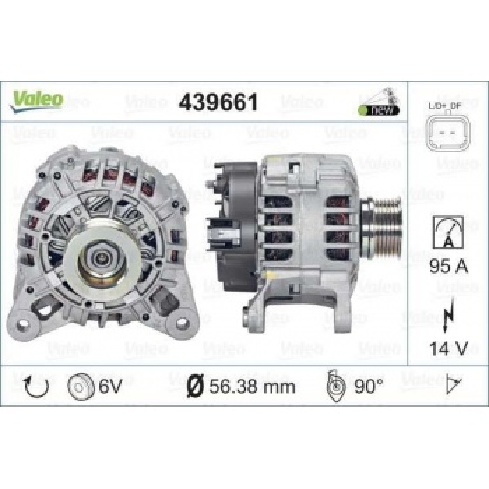 ALTERNATOR 12V 95A LOGAN SANDERO 1.4 - 1.6 - VALEO 439661