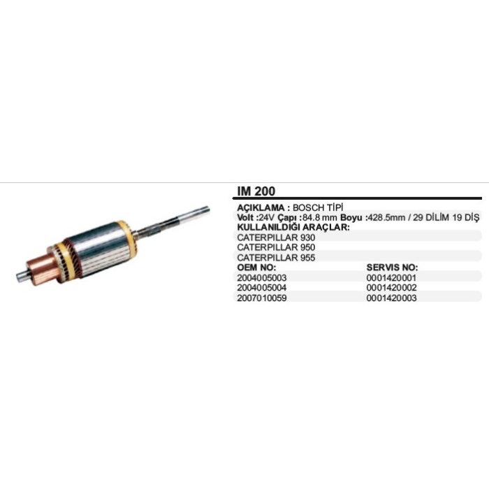 KOLLEKTÖR 24V 19 DIŞ CATERPILLAR 930-950-955 BOSCH TIP - IM200