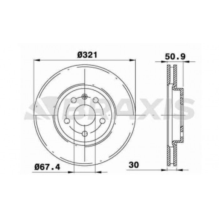 ON FREN DISK AYNASI HAVALI OPEL INSIGNIA 08- 9 5 YS3G 10- 17 JANT - 321×30×5DLx--- - BRAXIS AD0320