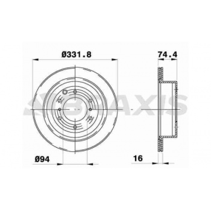 ARKA FREN DISK AYNASI HAVALI PAJERO 3.2 3.8 V6 4WD 07- 332x6 - BRAXIS AD1048