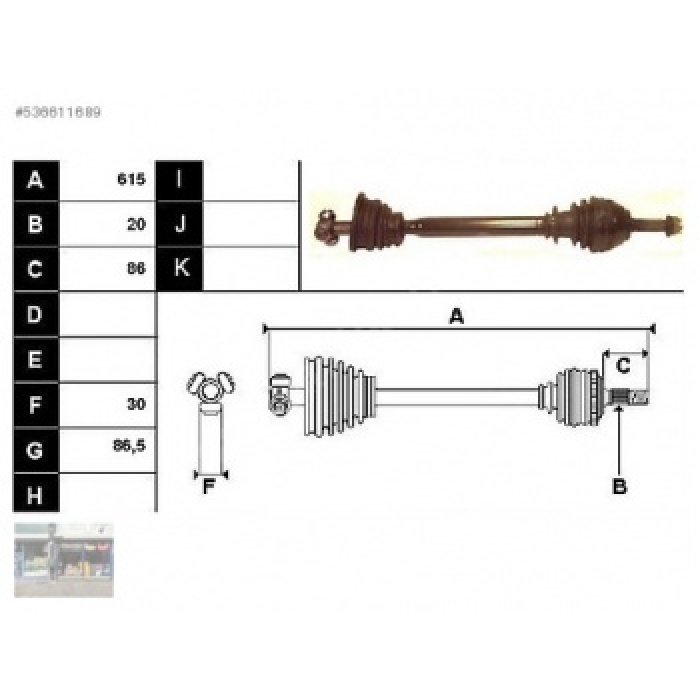 ON AKS SOL DACIA  SOLENZA 1.4 03-05  DIS FREZE20  U616 MM - ANKA 10111006