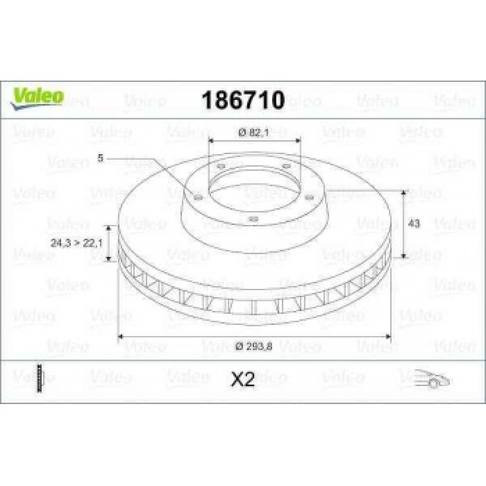 ON FREN DISK AYNASI TRANSIT V184 00-06 A.CEKER OLCU 294 X 43 - VALEO 186710