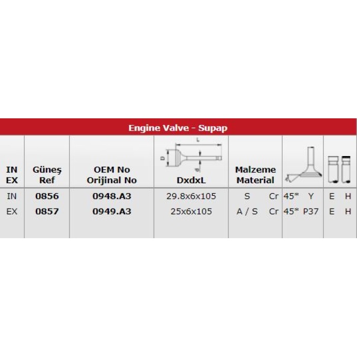 SUBAP TAKIMI EMME - EGSOZ P307 P407 EXPERT III JUMPY III SCUDO III C5 II C8 C4 C4 PICASSO DW10BTED4 2.0HDI 16V MONDEO IV S MAX GALAXY 2.0TDCI 07 -- VOLVO C30 06-12 C70 II CABRIO 08- S40 II V50 04- V70 III 07- IN8 29.8-6-105 - EX 8 25-6-105 - GUNES 0856-085