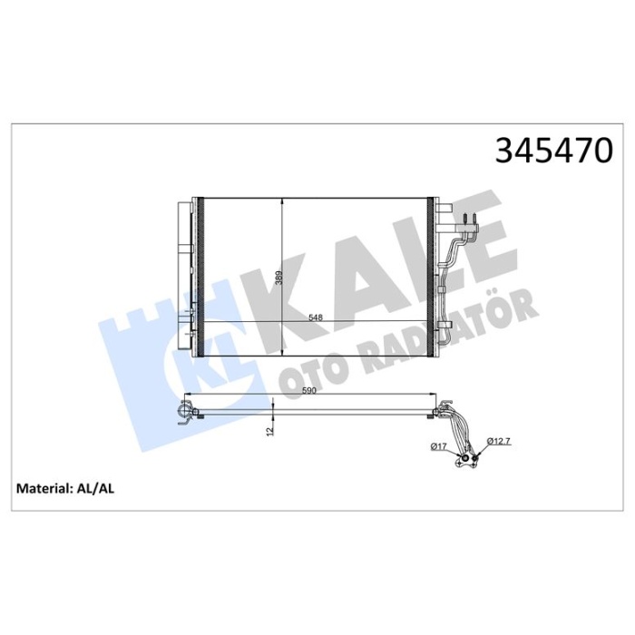 KLIMA RADYATORU KONDANSER KOMPLE KIA SOUL 2014-- - KALE 345470