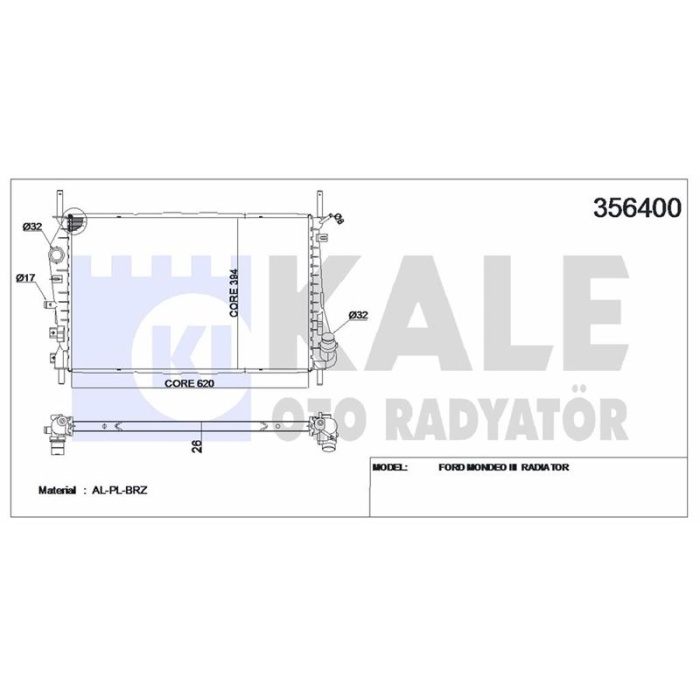 MOTOR RADYATORU KLIMALI MONDEO 2.0D 01-07 - KALE 356400