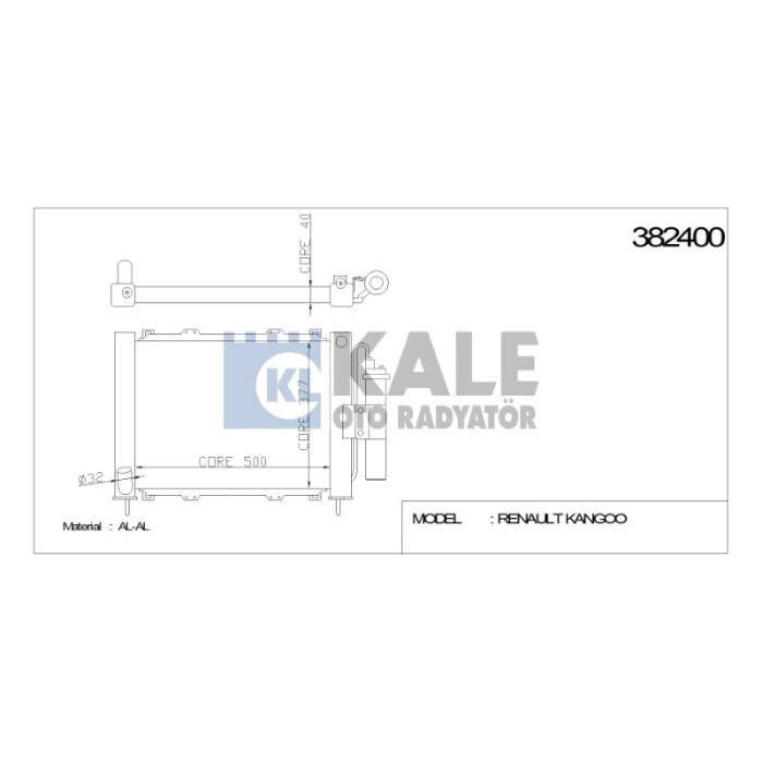 SU + KLIMA RADYATÖRÜ ve KONDANSÖR RENAULT KANGOO 1.9 D - KC07595-377-40 AL-AL - KL382400