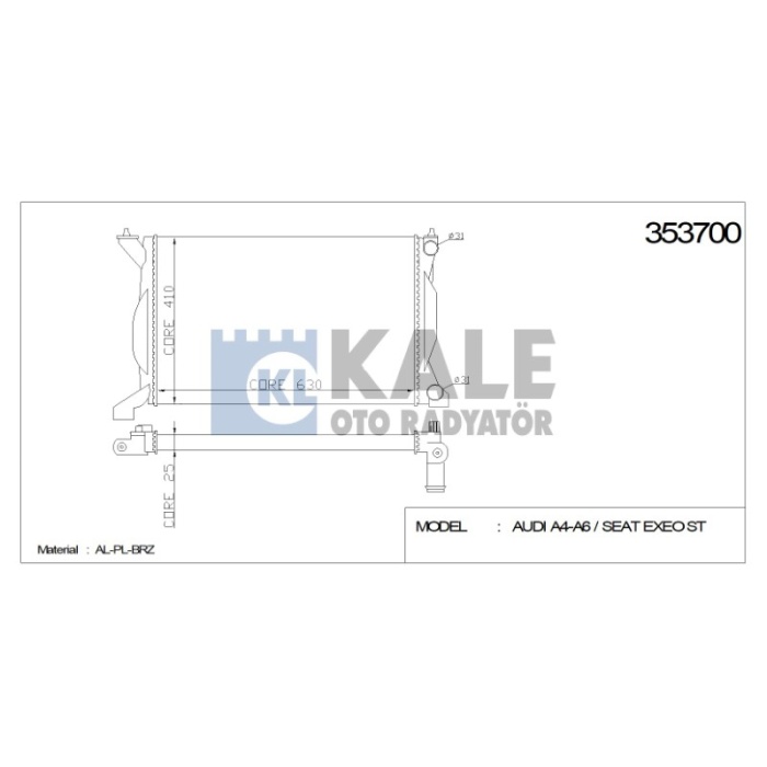 RADYATÖR AUDI A4 2.0 SEAT EXEO 632-408-26 AL-PL-BRZ - KL353700