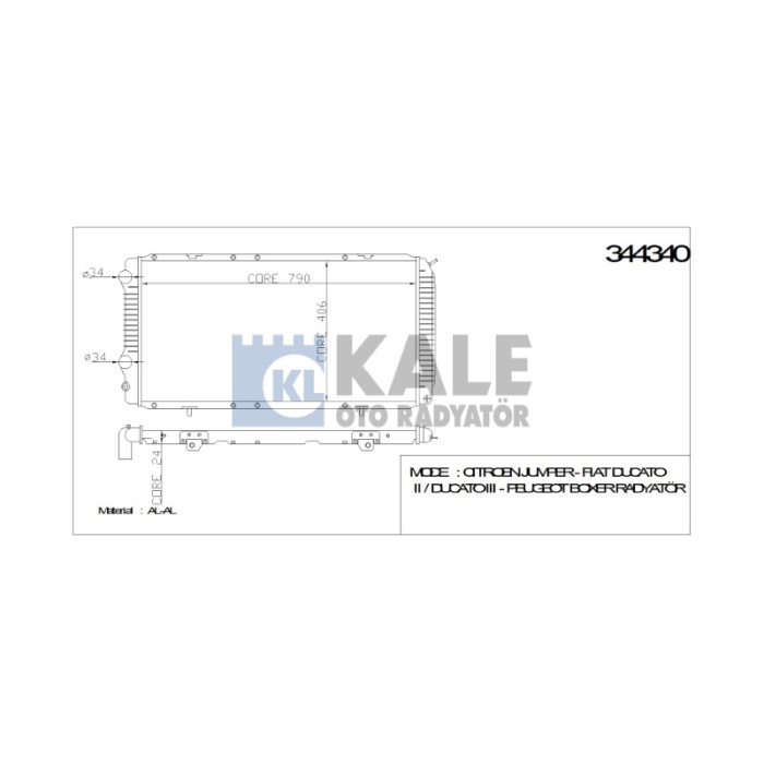 RADYATÖR CITROEN JUMPER - FIAT DUCATO II - DUCATO III - PEUGEOT BOXER AL-BRZ - KL344340