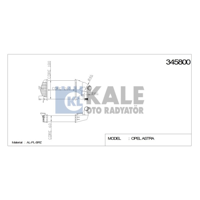 TURBO RADYATÖRÜ INTERCOOLER OPEL ASTRA ASTRA H GTC ZAFIRA 262X181.5X62 AL-PL-BRZ - KL345800