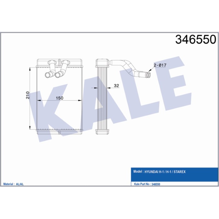 KALORIFER RADYATÖRÜ BRAZING HYUNDAI H-1-H-1-STAREX - KL346550