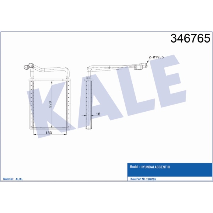 KALORIFER RADYATÖRÜ BRAZING HYUNDAI ACCENT III - KL346765