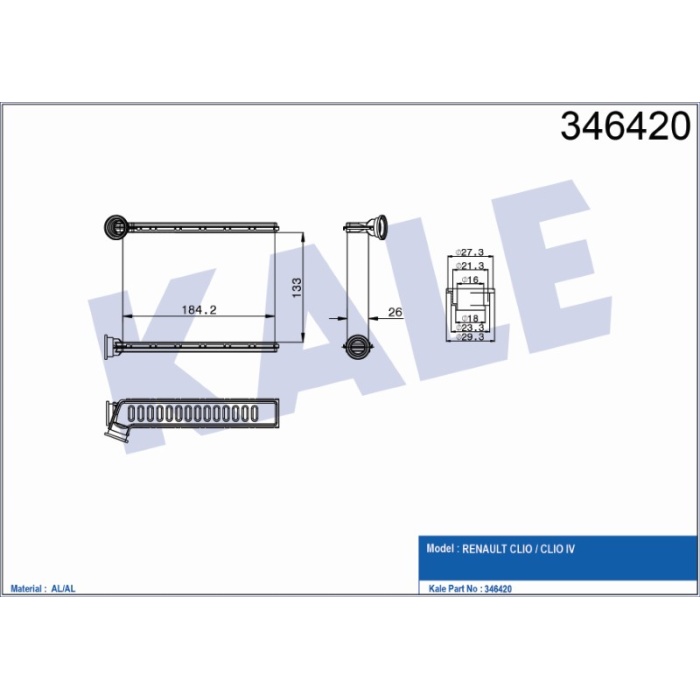 KALORIFER RADYATÖRÜ BRAZING RENAULT CLIO-CLIO IV - KL346420