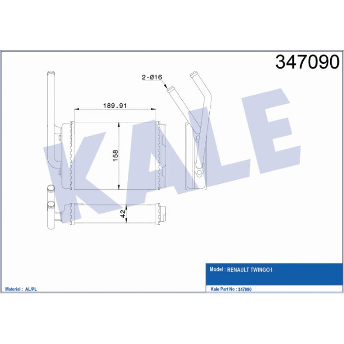 KALORIFER RADYATÖRÜ MEKANIK RENAULT TWINGO I - KL347090