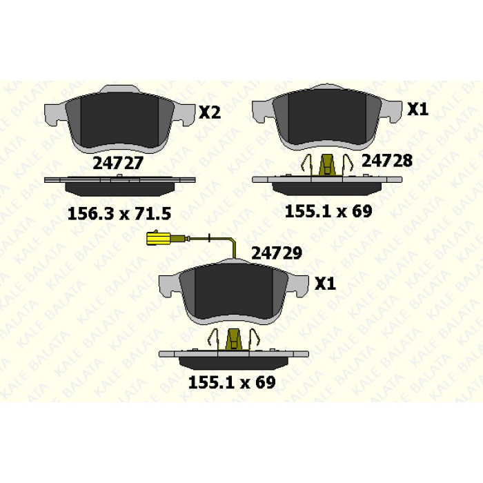 FREN BALATA ÖN FIAT DOBLO YENI. PRATICO. LANCIA DELTA III. OPEL COMBO DOBLO III 10-- - KL24727-200-05-ANS-KD11