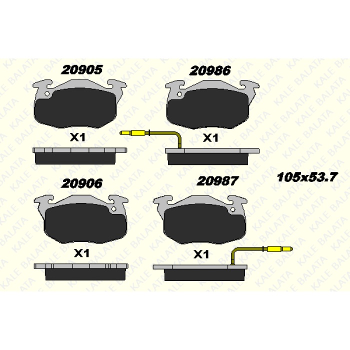 FREN BALATA ÖN RENAULT KULAKLI  R9. R11. R19. R21. EXPRESS CLIO I-CITROEN SAXO - PEUGEOT 405 I.II - KL20905-180-05-ANS-KD13