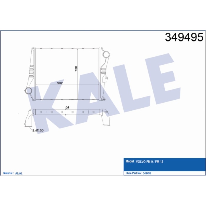 TURBO RADYATÖRÜ INTERCOOLER VOLVO FM 9 -FM 12 - KL349495