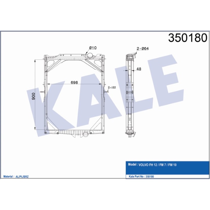 RADYATÖR VOLVO FH 12 -FM 7 -FM 10 ÇERÇEVELI MT - KL350180
